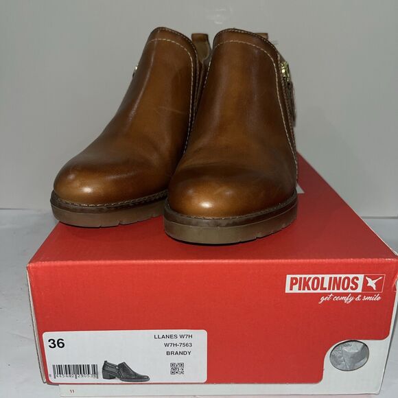 $200 PIKOLINOS LLANES Women’s Booties with Mid Heel Brandy Size EU 36 US 5.5 - Picture 9 of 9